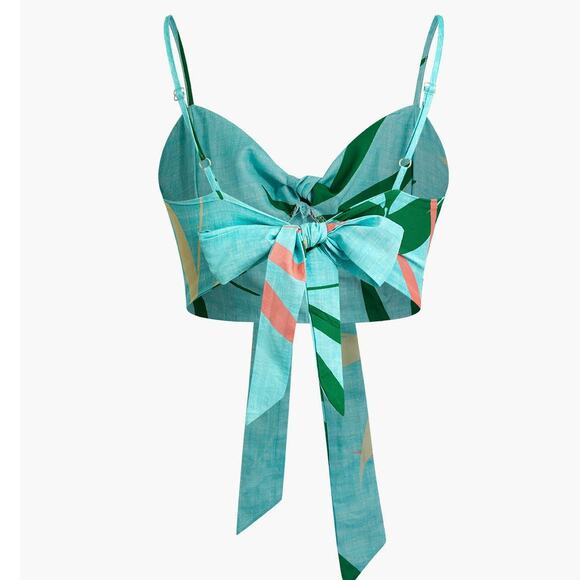 Micas Bamboo Leaf Print Knot Tropical Boho Resort Cami Top And Pants Set Blue XL - Picture 6 of 9